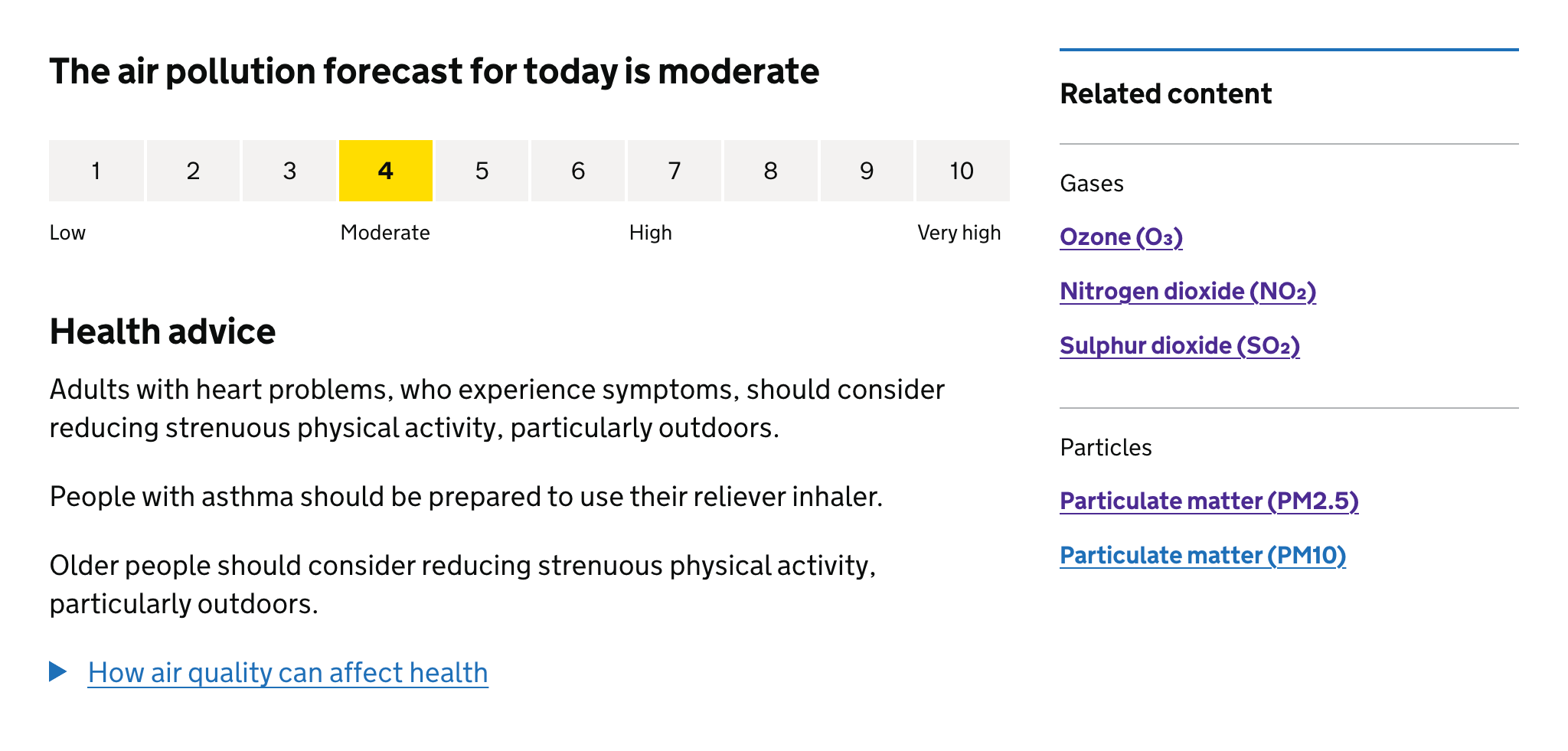 Image showing the daily air quality index